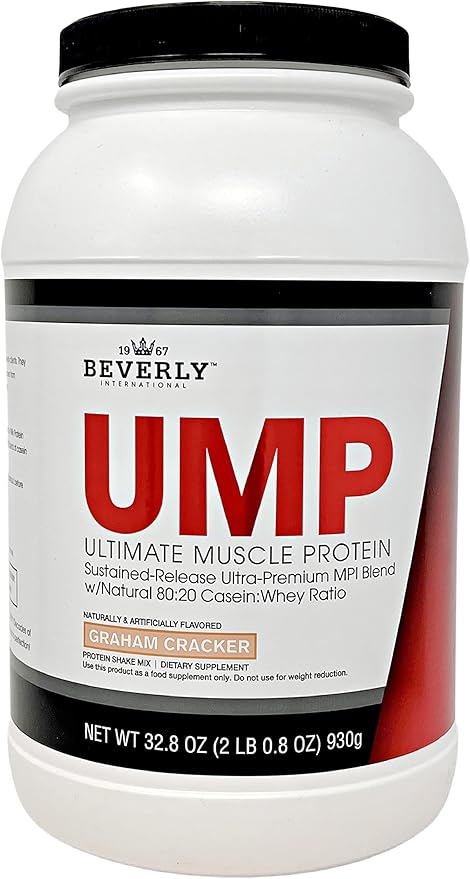 Beverly International UMP Protein Powder Graham Cracker. Unique Whey-Casein Ratio Builds Lean Muscle Support. Easy to Digest. No Bloat. (32.8 oz) 2lb .8 oz