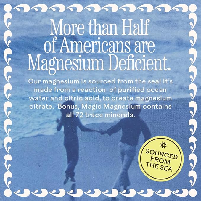 Wooden Spoon Herbs Magic Magnesium Citrate Powder Drink Mix (Blue Lemonade) | 200mg Sea-Sourced Magnesium | Relaxation Hydration &amp Digestive Support | Easy Mix Magnesium Supplement Powder | 3.7oz