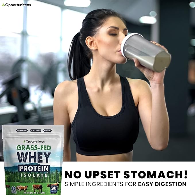 Opportuniteas Grass Fed Whey Protein Isolate Powder - 28g Unflavored &amp Vanilla Protein Protein Without Artificial Sweeteners Hormone-Free Happy Cows - Un-denatured Non GMO Keto &amp Paleo Diet