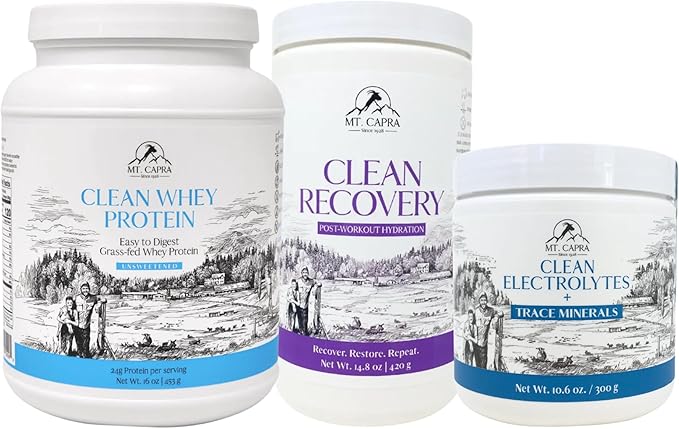 Mt. Capra Clean Whey Protein (Unsweetened) Clean Recovery and Clean Electrolytes + Trace Minerals