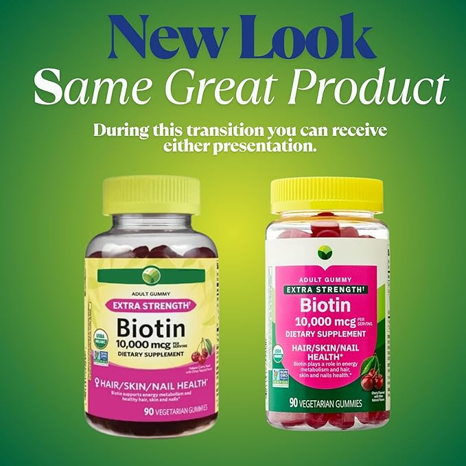 KP+ Biotin | Biotin10000 mcg Gummies Extra Strength | Supports Hair Skin &amp Nail Health | 90 Vegetarian Gummies | Cherry Flavor | Pack of 2