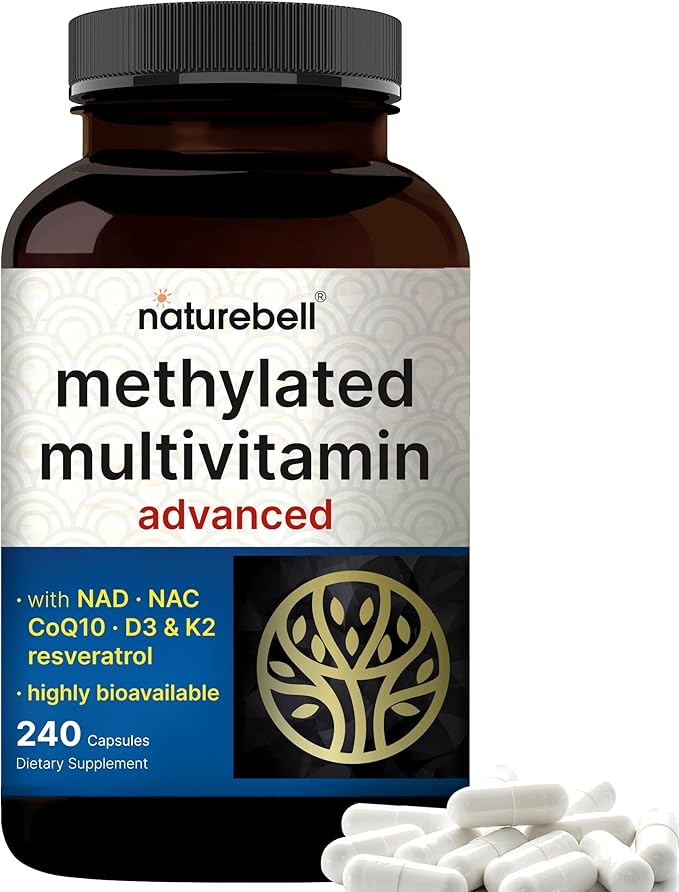 Methylated Multivitamin for Men and Women 240 Capsules | 27-in-1 Formula with Vitamins B Complex C D3 K2 NAD NAC CoQ10 Resveratrol Magnesium Zinc &amp More | Daily Essential Vitamins