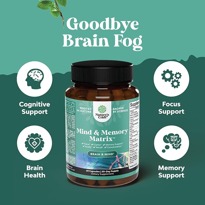 Advanced Brain Supplement for Memory and Focus - Nootropics Brain Support Supplement with Memory and Focus Vitamins for Adults of All Ages - for Brain Fog Clarity Energy and Recall - 3 Pack