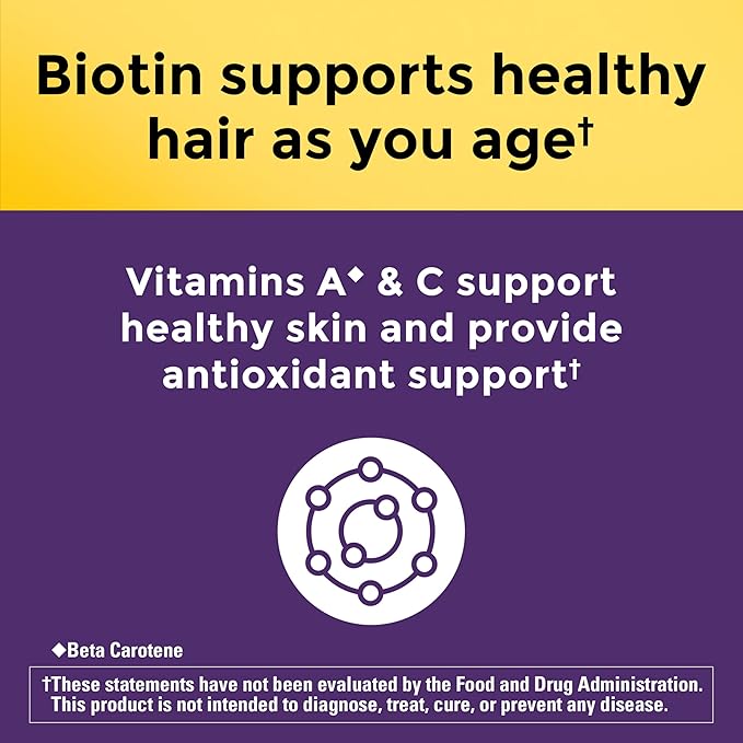 Nature Made Hair Growth Softgels Clinically Studied Lustriva + Biotin Vitamin C &amp A Hair Growth Vitamins - Support Healthy Hair as You Age 30 Softgels 30 Day Supply