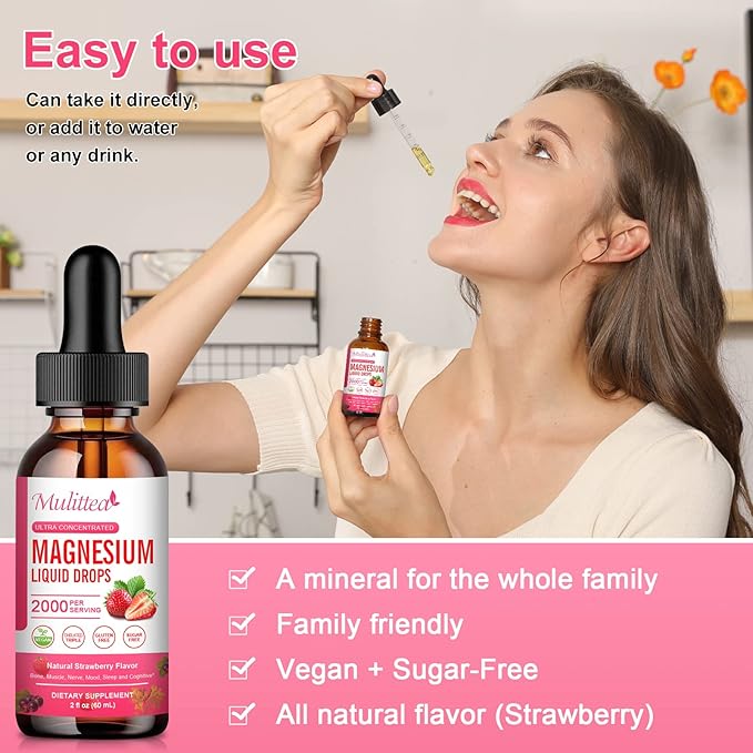 Magnesium Glycinate Liquid High Potency Magnesium Glycinate Citrate Sugar Free Vegan Non-GMO Complex Supplement Promotes NervRelaxationMuscleSleep Support*