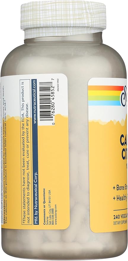 Solaray Calcium Citrate 240 Caps 0.75 Bottle