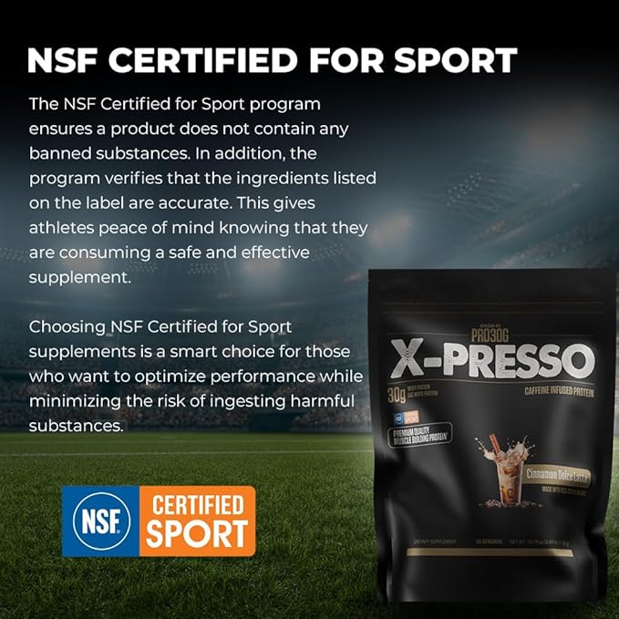 ATHLEAN-X PRO-30G Xpresso Premium Caffeinated Protein Powder Cinnamon Dolce Latte Gluten-Free Low Sugar 30g of High Protein Powder for Muscle Recovery &amp Growth NSF Certified for Sports