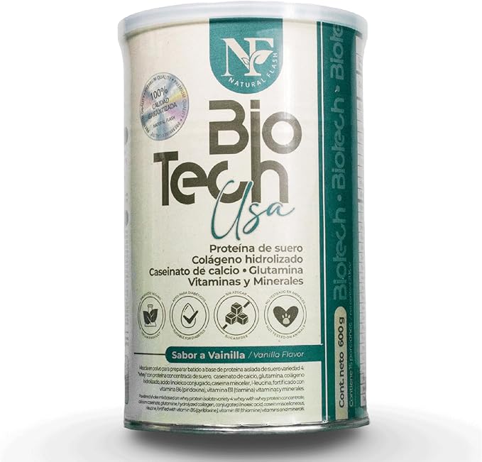 NATURAL FLASH Biotech USA - Whey Protein with Hydrolyzed Collagen Calcium Caseinate Glutamine Vitamins &amp Minerals | Supports Muscle Recovery and Joint Health | 21.2 oz (600 g)