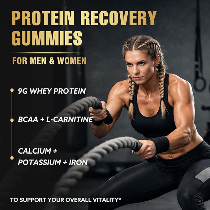 Whey Protein Gummies 9g Protein per Serving Easy to Take Snacks for Men &amp Women Recovery + Gummies for Protein Boost Muscle Energy Support Strawberry Flavor 180 Gummies