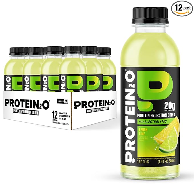Protein2o 20g Whey Protein Isolate Hydration Drink 350mg of Electrolytes Vitamins B5 &amp B6 Sugar Free Lemon Lime 16.9 oz Bottle (12 Count)