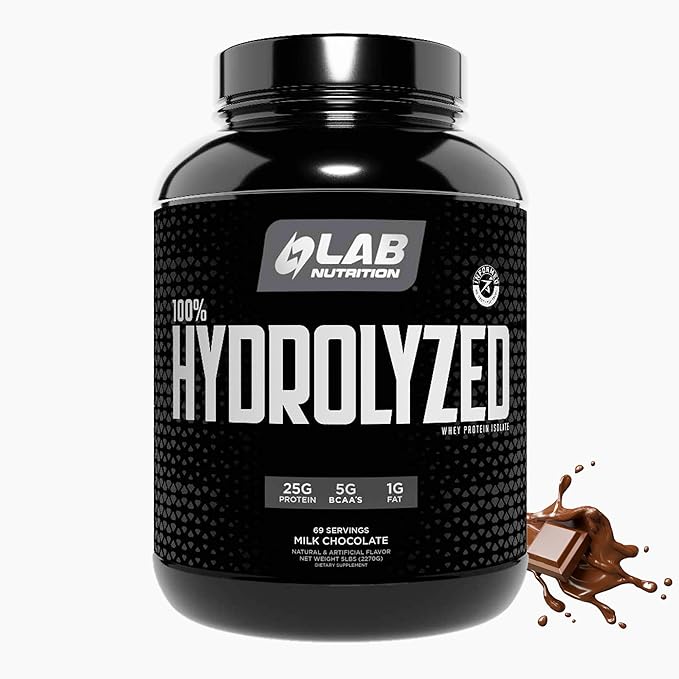 100% Hydrolyzed Whey Protein Isolate (5 Pounds Chocolate Flavor) 25gr of Protein Build Muscle Lean Muscle Growth Easy Digestion Gluten Free Lactose Free Fast Absorbing.