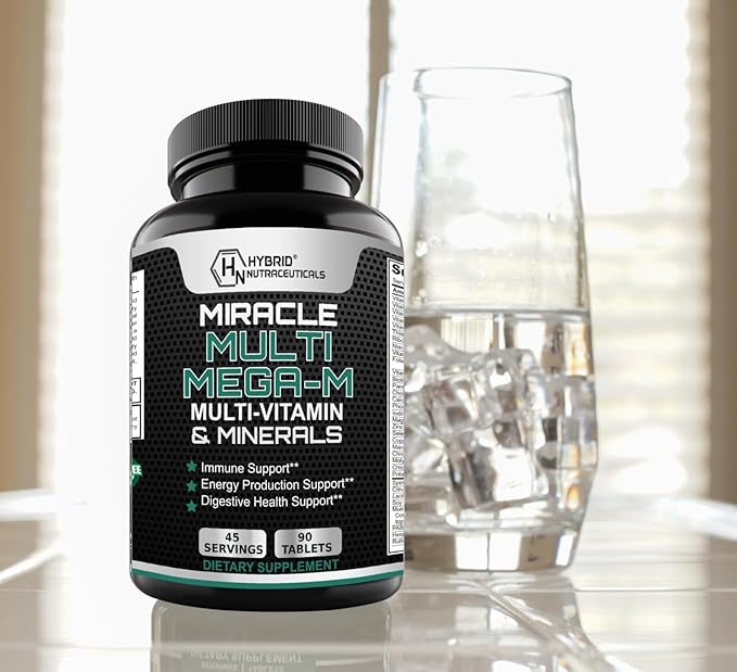 Hybrid Nutraceuticals MEGA-M Multivitamin for Men and Women (+ superfoods Mushrooms and enzymes)