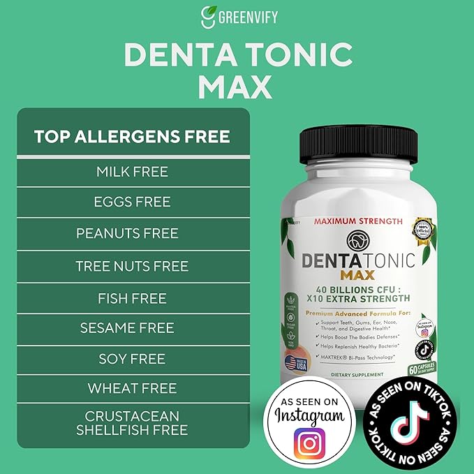 Denta Tonic Max Probiotic Supplement 40 Billion CFU 60 Capsules Supports Oral &amp Digestive Health (1)