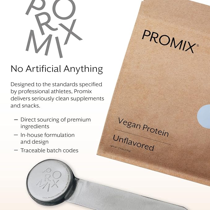 ProMix Nutrition Plant-Based Vegan Protein Powder Unflavored - Pea Protein &amp Vitamin B-12 - ­Post Workout Fitness &amp Nutrition Shakes Smoothies Baking &amp Cooking Recipes - 2.5 Pound (Pack