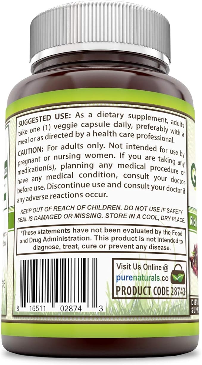 Pure Naturals Grapeseed Extract 250 Mg 240 Veggie Capsules (Non-GMO) Standardize to Contain Polyphenols Cardiovascular &amp Vein Support Supports Anti-Aging &amp Overall Well-Being