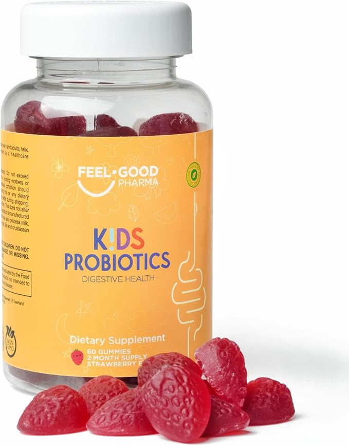 Feel Good Kids Probiotic Gummies – Gut Health &amp Immune Support – with DE111 Probiotic – Organic Strawberry Flavor – 60 Gummies for Children