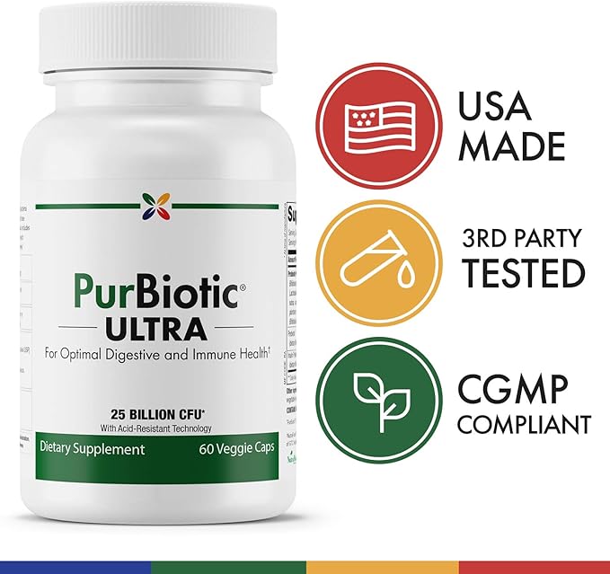 Stop Aging Now - PurBiotic® ULTRA 25 BILLION CFU (PRUWPT) - For Optimal Digestive and Immune Health - 60 Veggie Caps