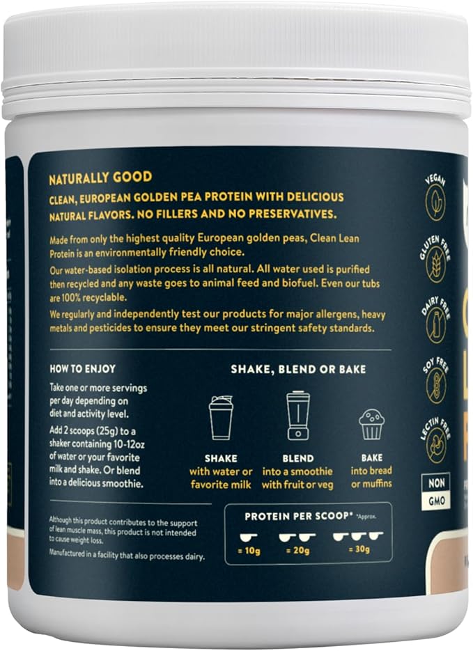 Nuzest - Pea Protein Powder - Clean Lean Protein Premium Vegan Plant Based Protein Powder Dairy Free Gluten Free GMO Free Protein Shake Real Coffee 20 Servings 1.1 lb