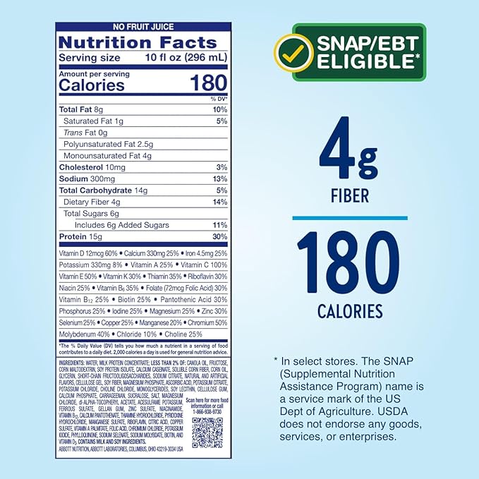 Glucerna Hunger Smart Diabetes Care Shake Peaches &amp Crème Diabetic Meal Replacement to Support Blood Sugar Management 15g Protein 180 Calories Ready to Drink 10 Fl Oz 24 Pack