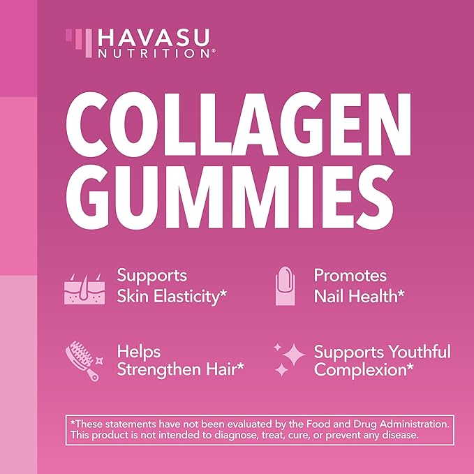 HAVASU NUTRITION Biotin and Collagen Gummies Bundle Ultimate Hair Growth Supplement with 5000mcg Type I and III with Zinc Vitamin E &amp C and 3000mcg Biotin for Hair Skin and Nail Growth