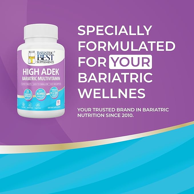 High A D E K Bariatric Multivitamin for Post DS/SADI Surgery 25 Essential Nutrients for Post-Weight Loss Surgery 60 Tablets Meets ASMBS Guidelines for Bariatric Bypass