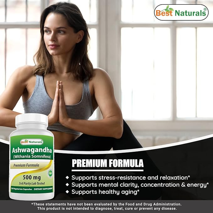 Best Naturals MK-7 Vitamin K2 100 mcg &amp Ashwagandha Extract 500 Mg