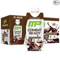 MusclePharm Combat Ready High Protein Shakes Ready to Drink 40g Protein 8g BCAAs 8.7g Glutamine 5g Fiber No Added Sugar Gluten Free Chocolate Fudge 17 Fl Oz (Pack of 12)