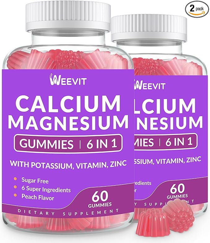 Sugar Free Calcium Gummies w/Vitamin D3 K2 Calcium Magnesium Zinc Gummies for Bone Muscle &amp Immune Algae CA Magnesium 2:1 Ratio Calcium Supplement for Women &amp Men - Vegan