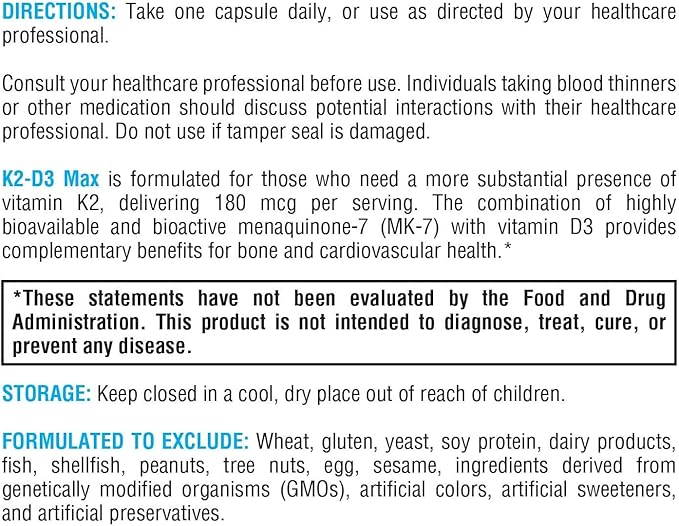 XYMOGEN K2-D3 5000 - Vitamin D3 K2 Supplement for Immune Bone &amp Cardiovascular Support* - Non-GMO Gluten Free Vegetarian - 60 Capsules