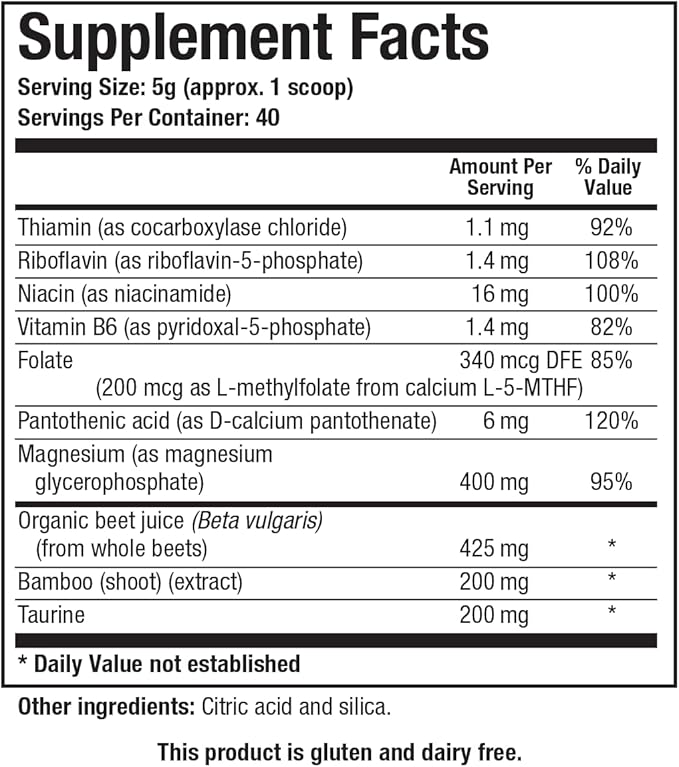 Biotics Research Acti-Mag Pure™ - Premium Magnesium Glycerophosphate (400mg) Powder – Easy-to-Mix Pure Unflavored Powdered Formula with Beetroot Extract B-Vitamins &amp Taurine - 5g/Serving