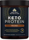 Ancient Nutrition Keto Protein Powder KetoPROTEIN with Fats from Bone Broth and MCT Oil Chocolate 18g Protein 10g Fat Per Serving Gluten Free Low Carb Paleo Friendly 17 Servings