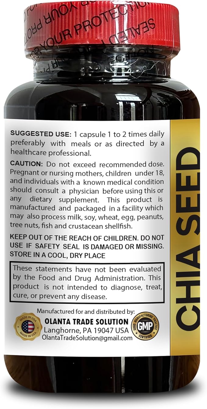 CHIA Seed Pills Omega 3 6 9 Supplements Liquid - Vegan chia Seed Oil Organic Liquid Vitamins Supplement chia Seeds Keto Organic Black chia Seeds - 1 Bottle 60 Softgels