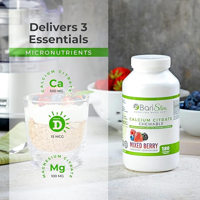 BariSlim Bariatric Calcium Citrate &amp Complete Chewable Bariatric Multivitamin - Bariatric Vitamin and Supplement for Post Bariatric Surgery Including Gastric Bypass and Gastric Sleeve
