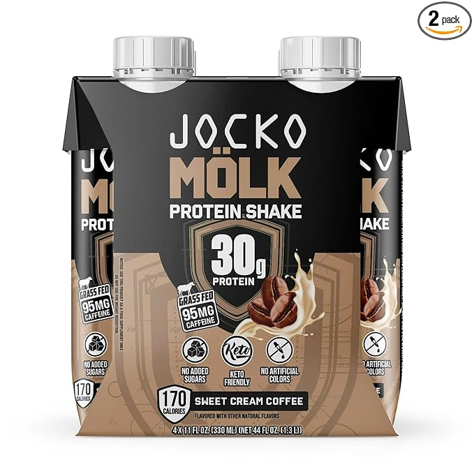 Jocko-Fuel Protein Shake Sweet Cream Coffee Flavor 2 box 30g High Protein Keto Friendly Ready to Drink Shake for Breakfast Post Workout Recovery Low Sugar Energy Drink (11 Fl Oz Sweet Cream Cof