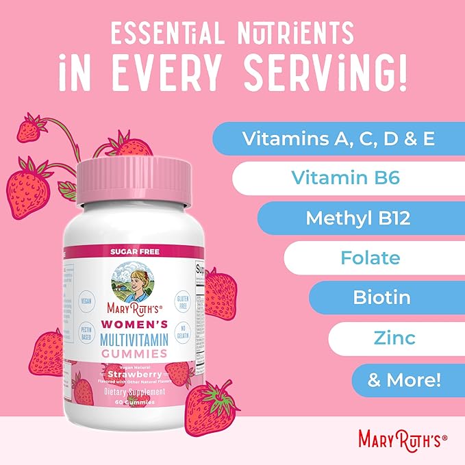 MaryRuth's Multivitamin Gummies for Women (Strawberry) &amp Liquid Nighttime Multimineral (Coconut 32oz) | Clean Label Project Verified® | Vegan | Beauty Bedtime Routine &amp Overall Health