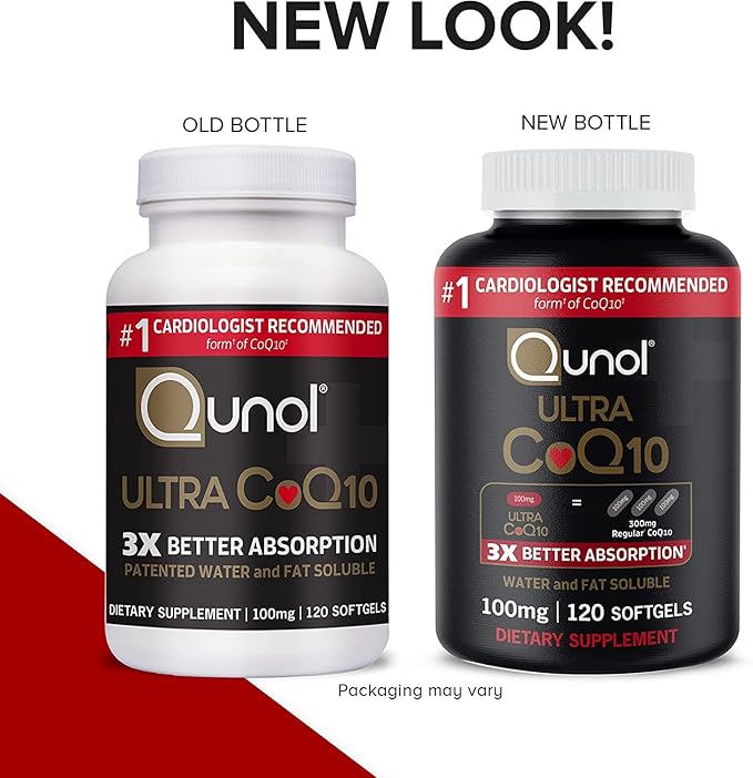 Qunol CoQ10 100mg Softgels Qunol Ultra CoQ10 100mg 3x Better Absorption Antioxidant for Heart Health &amp Energy Production Coenzyme Q10 Vitamins and Supplements 120 Count (Pack of 24)