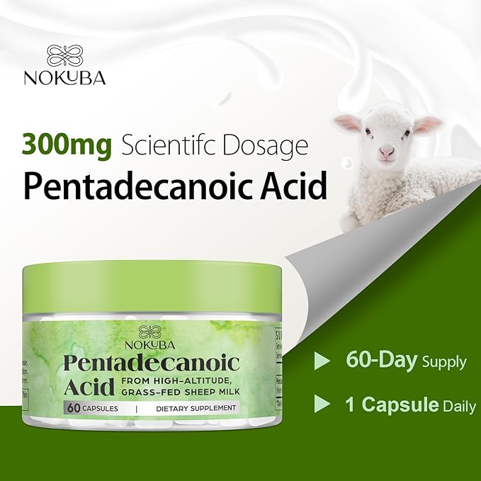 Pentadecanoic Acid C15:0 Supplements 300mg High-Altitude Sheep Milk Sourced | 60 Capsules