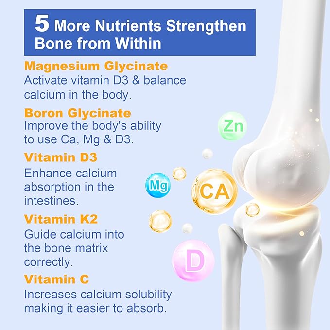 2 Pack Liposomal Calcium AKG Supplement 1500mg with Vitamin D3 &amp K2 for Women &amp Men Calcium Supplement with Magnesium Glycinate Boron Probiotics &amp Vitamin C for Bone Strength &amp Ener