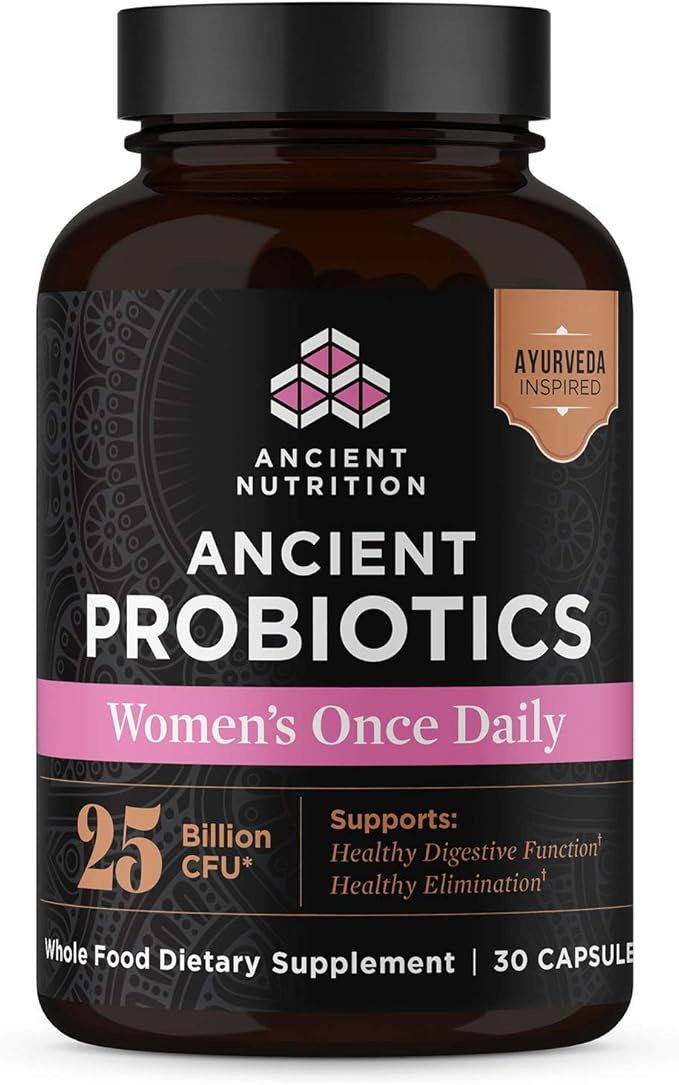 Ancient Nutrition Probiotics for Women Probiotic Women's Once Daily 30ct Digestive and Immune Support Bloating and Constipation Relief for Women Gluten Free Superfoods Blend 25 Billion CFUs*