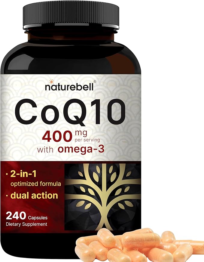NatureBell CoQ10 400mg with Omega 3 Fatty Acids &amp &amp Advanced Electrolyte Hydration Pills Bundle Pack | Antioxidant Support | Fast Hydrating Keto