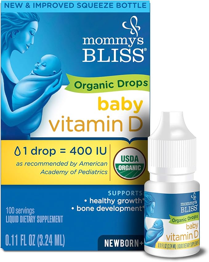 Mommy's Bliss Organic Baby Vitamin D Drops 100 Servings (Pack of 1) with Baby Probiotic Drops Everyday 30 Servings (Pack of 1)