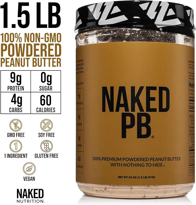 NAKED Whey Chocolate Peanut Butter Protein Powder (52 Servings) + PB Powdered Peanut Butter 1.5LB (45 Servings) – Grass-Fed Non-GMO Gluten Free Soy Free Bulk