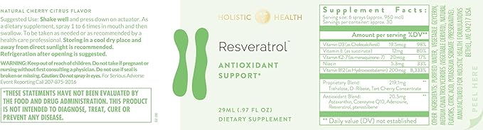 Holistic Health Resveratrol™ Antioxidant &amp Glutamate Balance Spray 29ML (.97 FL oz)