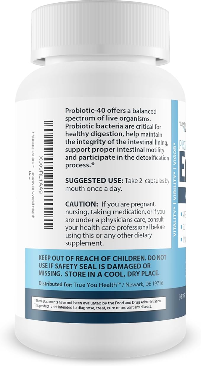 Probiotic ErektFx - Male Probiotics - Lift Your Gut Health to Support Your Overall Mind &amp Body - Over 40 Billion CFU’s of Probiotics Formulated for Men - Support Improved Overall Health