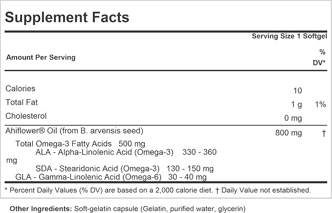 ANDREW LESSMAN Ahiflower Omega-3 with GLA - 240 Softgels - Uniquely Balanced Plant-Based Source of Essential Omega-3 Fatty acids. No Stomach Upset Contaminants or Mercury. Easy to Swallow