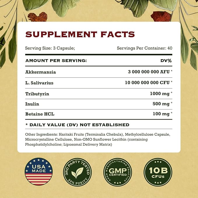 Akkermansia Muciniphila Probiotics and Prebiotics w/Lactobacillus Salivarius &amp Haritaki | Fiber Supplement Gut Health &amp Digestive Health | Women Probiotic Akkermansia Light (2)