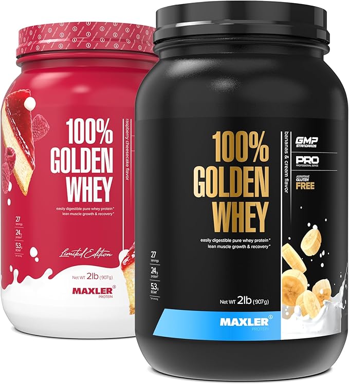 Maxler 100% Golden Whey Raspberry Cheesecake and Bananas &amp Cream Bundle