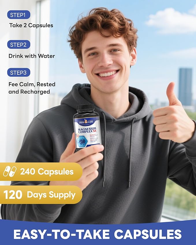 Five-Form Magnesium Complex 820mg High Absorption with GlycinateCitrate MalateTaurate &amp L-Threonate for Sleep Mood Muscle Relaxation &amp Nerve Function – Vegan Non-GMO Made in USA – 240 C