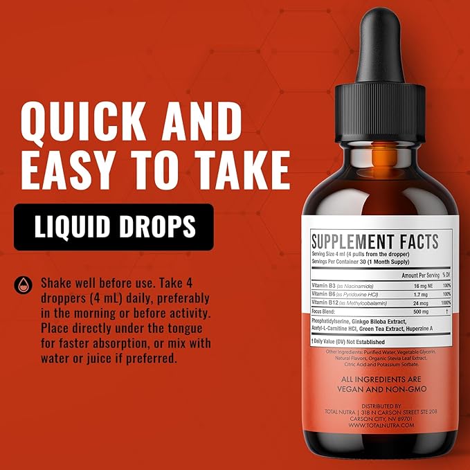 Extra Strength B Vitamin Drops and 6-in-1 Liquid Multivitamin Supplement | Instant Energy Focus &amp Metabolism Support | Immune Defense Support for Kids and Adults