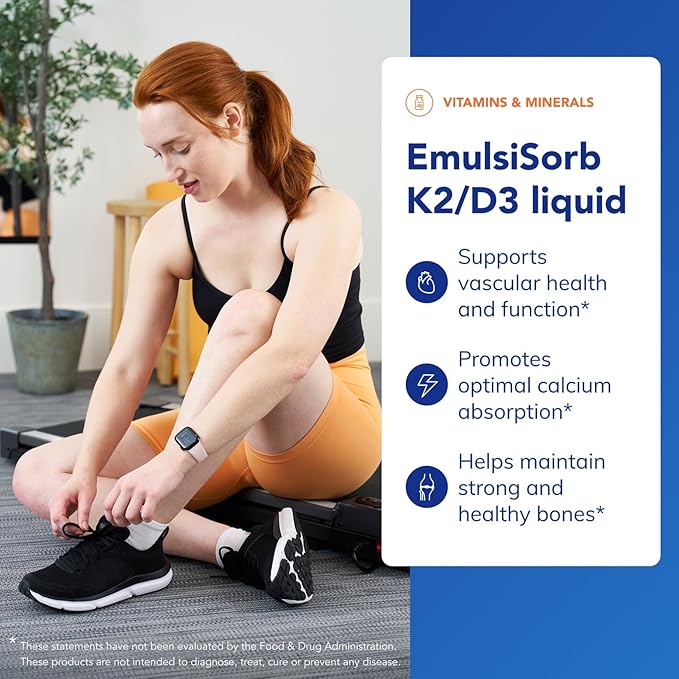 Pure Encapsulations EmulsiSorb K2/D3 Liquid | Enhanced-Absorption Emulsified Vitamin K2 and Vitamin D3 for Vascular Health Support | 0.7 Fl Oz